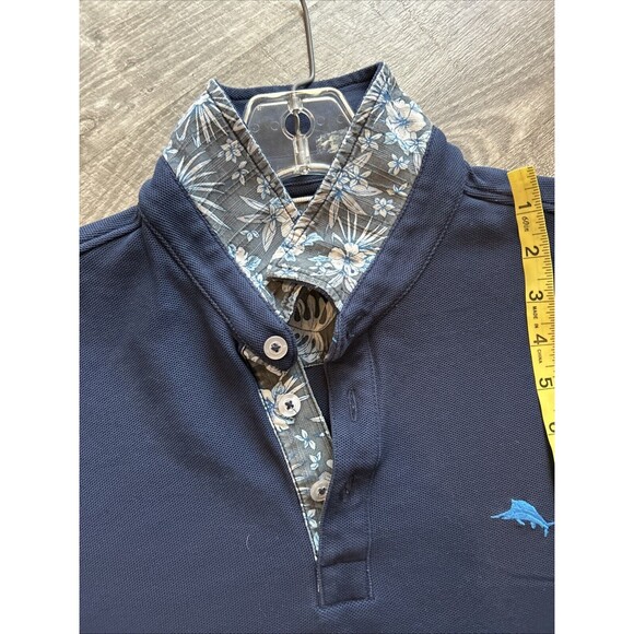 Tommy Bahama Shirt Mens Size Large Blue Tropic Fabric Spectator Polo Cotton Poly - Picture 8 of 10